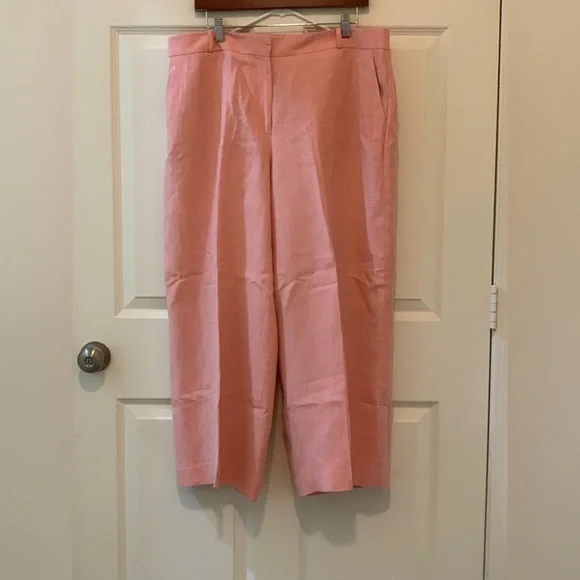 Talbots Women's Pink Cropped Heritage Linen Blend Pants.   Size-16 - Picture 2 of 4